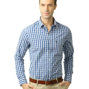 U.S. Polo Assn. Men Checks Blue Shirt