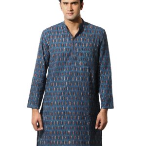 Fabindia Men Printed Blue Kurta