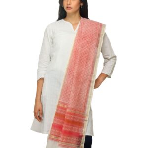 Fabindia Women Orange Chanderi Dupatta