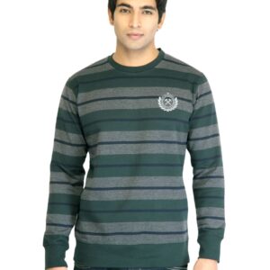 Free Authority Men Stripes Green Sweatshirts