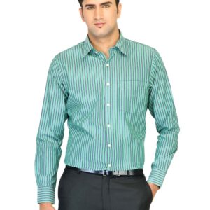 Belmonte Men Stripes Green Shirts