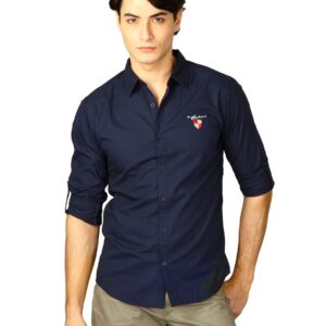 Spykar Men Ranger Solid Navy Blue Shirts