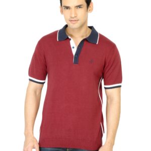 John Players Men Solid Maroon Polo T-Shirt