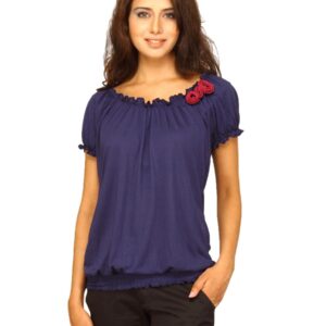 Jealous 21 Women Navy Top With Pink Flower Top