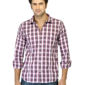 Basics Men Red Checked Shirt