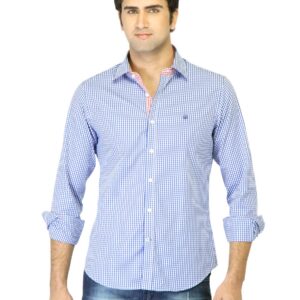 United Colors of Benetton Men Blue Check Shirt