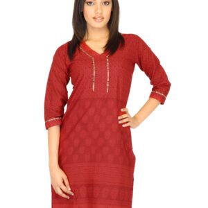 Vishudh Women Pigment Print Red Kurtas