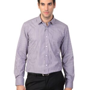 Mark Taylor Men Brown Striped Shirt