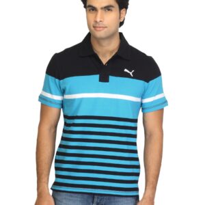 Puma Men Schon Black & Blue Polo T-shirt