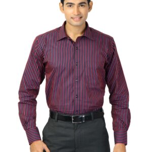 Genesis Men Striped Pink & Navy Shirt