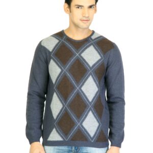 United Colors of Benetton Men Blue Check Sweater