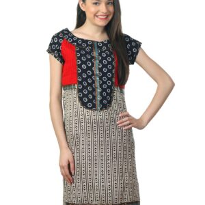 Mother Earth Women Beige & Black Kurta