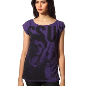 Flying Machine Women Cotton Purple T-shirt