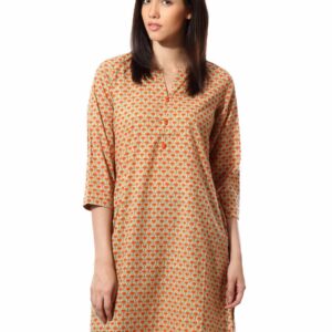 Fabindia Women Orange Abstract Print Kurta