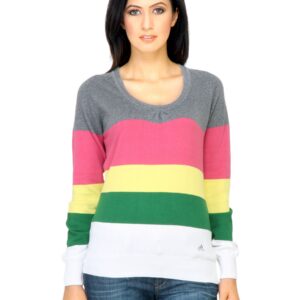 ADIDAS Women Stripes Pink Sweaters