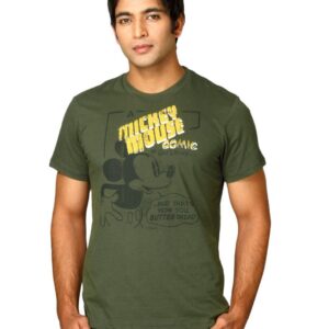 Mickey Men's Mouse Butter Comic Duck Green T-shirt