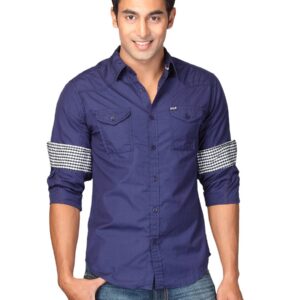 Locomotive Men Solid Poplin Lamar Blue Shirts