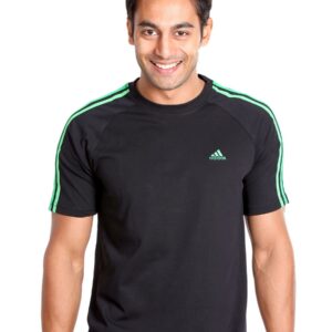 ADIDAS Men Stripe Black T-shirt
