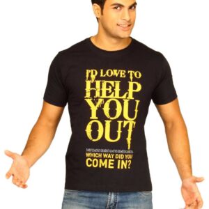 Myntra Men's I'd Love To Help You Out Black T-shirt
