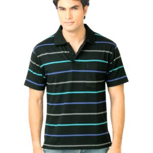 Classic Polo Men Stripes Black Polo T-Shirt
