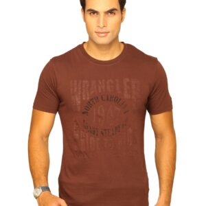 Wrangler Men's Reverse Print Brown T-shirt