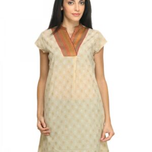 Mother Earth Women Printed Beige Kurta