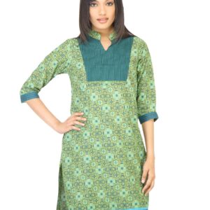Vishudh Women Printed Green Kurta