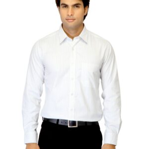 Mark Taylor Men Striped White Shirt