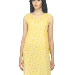 Fabindia Women Printed Yellow Kurta