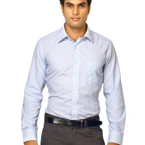 Mark Taylor Men Blue Striped Shirt