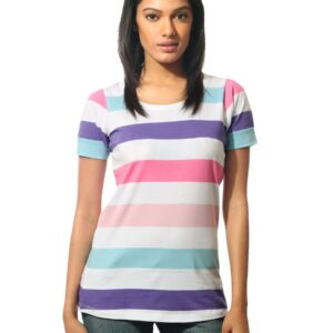 Wrangler Women Candy Striped Multi Coloured T-shirt
