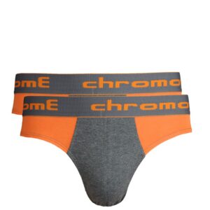 Chromozome Men Grey & Orange Pack of 2 Briefs