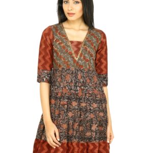 Mother Earth Women Printed Black Kurta