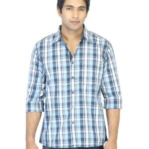 Indigo Nation Men Check Navy Blue Shirt