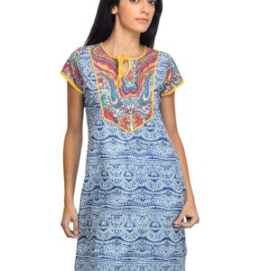 Mother Earth Women Printed Blue Kurta