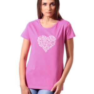 Tantra Women Pink Curly Heart T-shirt