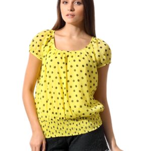 ONLY Women Crepe Printed Yellow Top