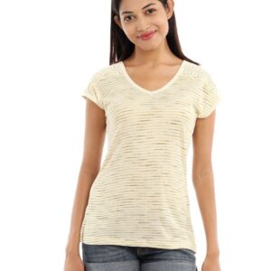 Wills Lifestyle Women Beige Victoria Laced T-shirt