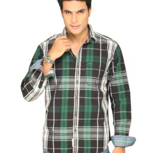 Highlander Men Green Black Checked Slim Fit Shirt