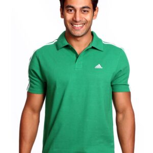 Adidas Men 3 Stripe Green Polo T-shirt