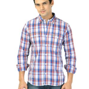 Basics Men Blue Slim Fit Checked Shirt