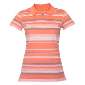 Nike Women Orange Striped Polo T-shirt