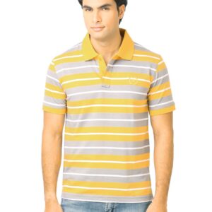 Classic Polo Men Stripes Yellow Polo T-Shirt