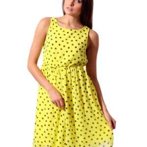 ONLY Women Yellow Dotted Print Dress
