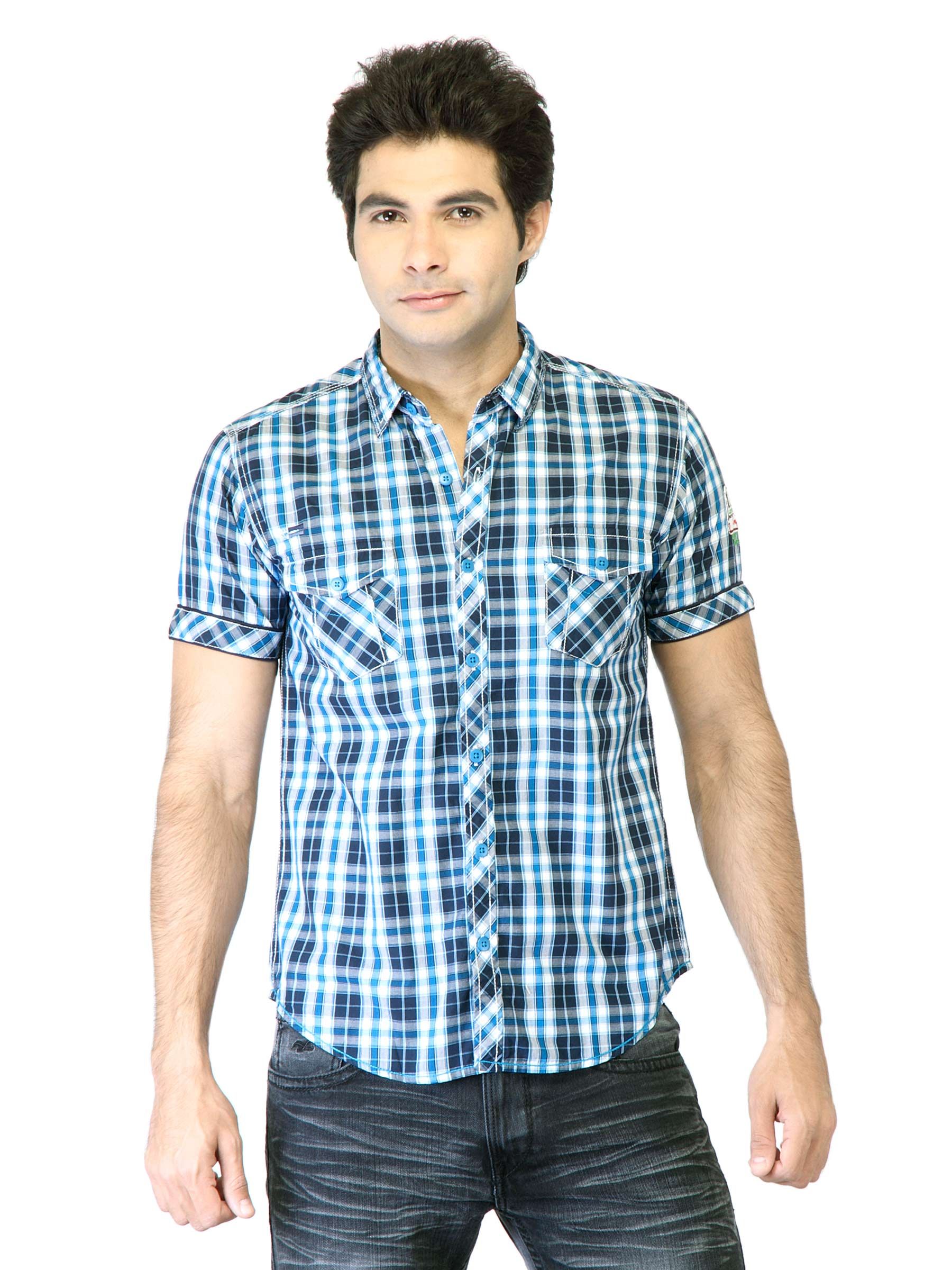Locomotive Men Blue Check Shirt