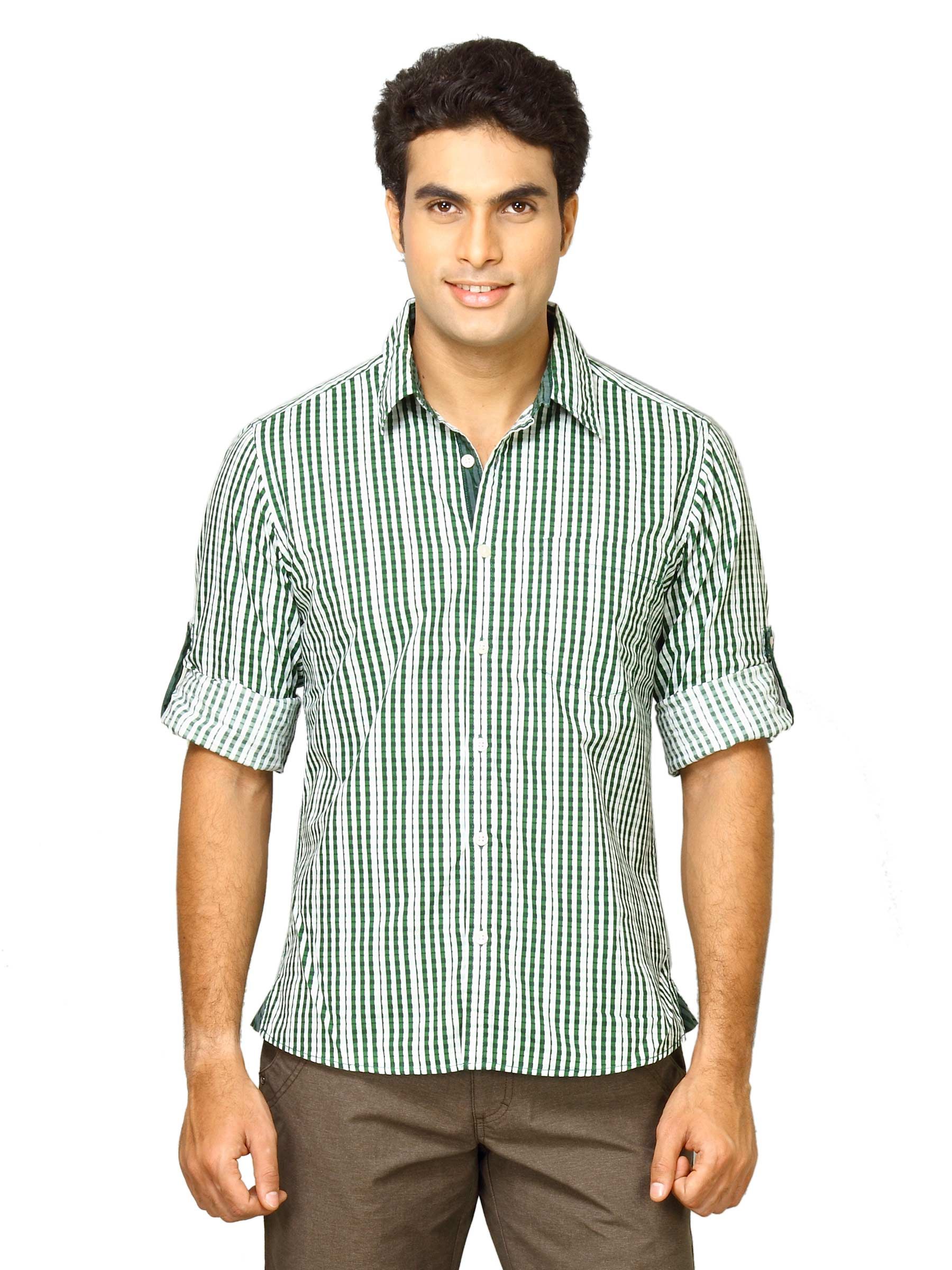 Indigo Nation Men Bwd Plaids Green Shirts