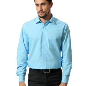 John Players Men Solid Blue Shirt