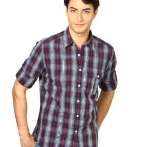 Scullers Men Black & Red Check Shirt