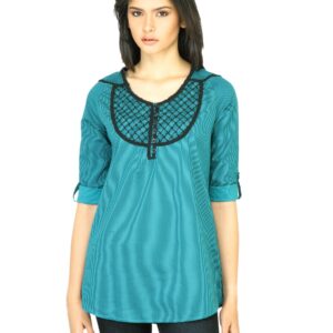Wrangler Women Lace Blue Top