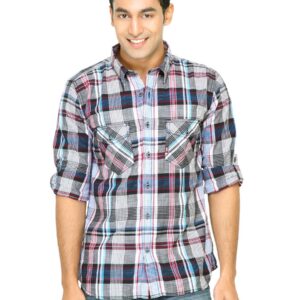 Basics Men Black Slim Fit Checked Shirt